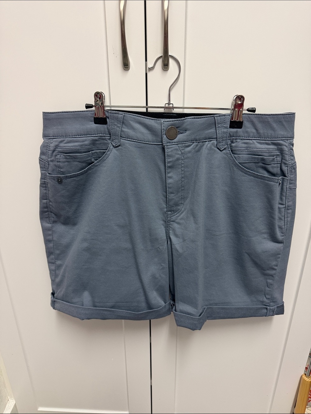 Democracy Slate Blue Roll-Cuff Bermuda Shorts